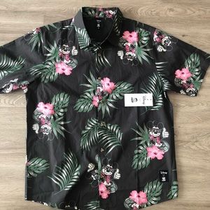 🆕 Neff Disney Mickey Hibiscus Button Down Shirt